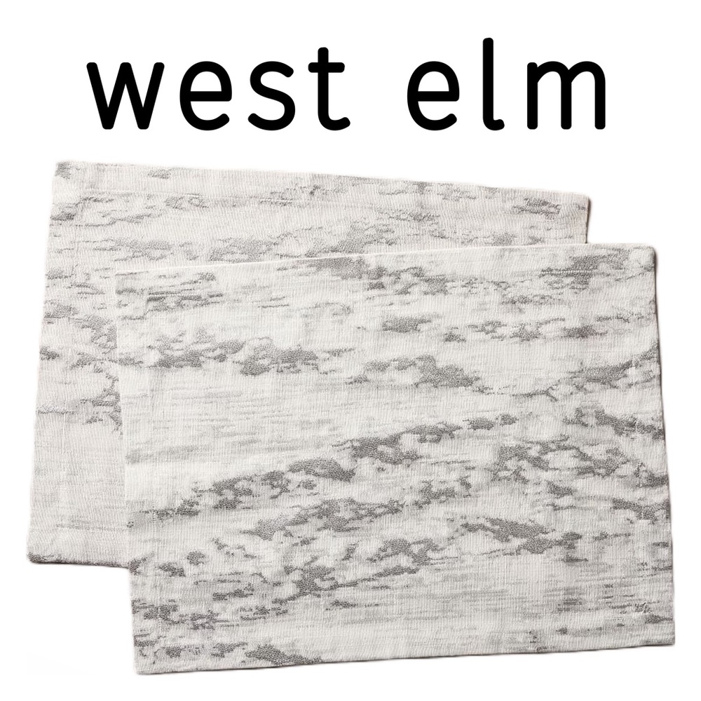 West Elm 🆕 Textured Jacquard Placemats (Two Pieces) • Platinum Bark • NWT - Picture 2 of 13